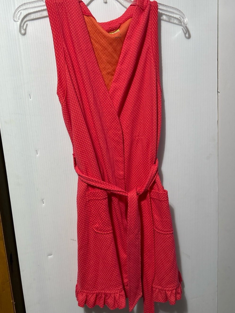 Capelli of New York Pink-Orange Textured Swim Coverup with Belt